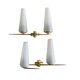 Pair of vintage double wall lights in brass with white ribbed glass tulips.