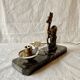 Art Deco bedside lamp - Globe and fawn on marble base