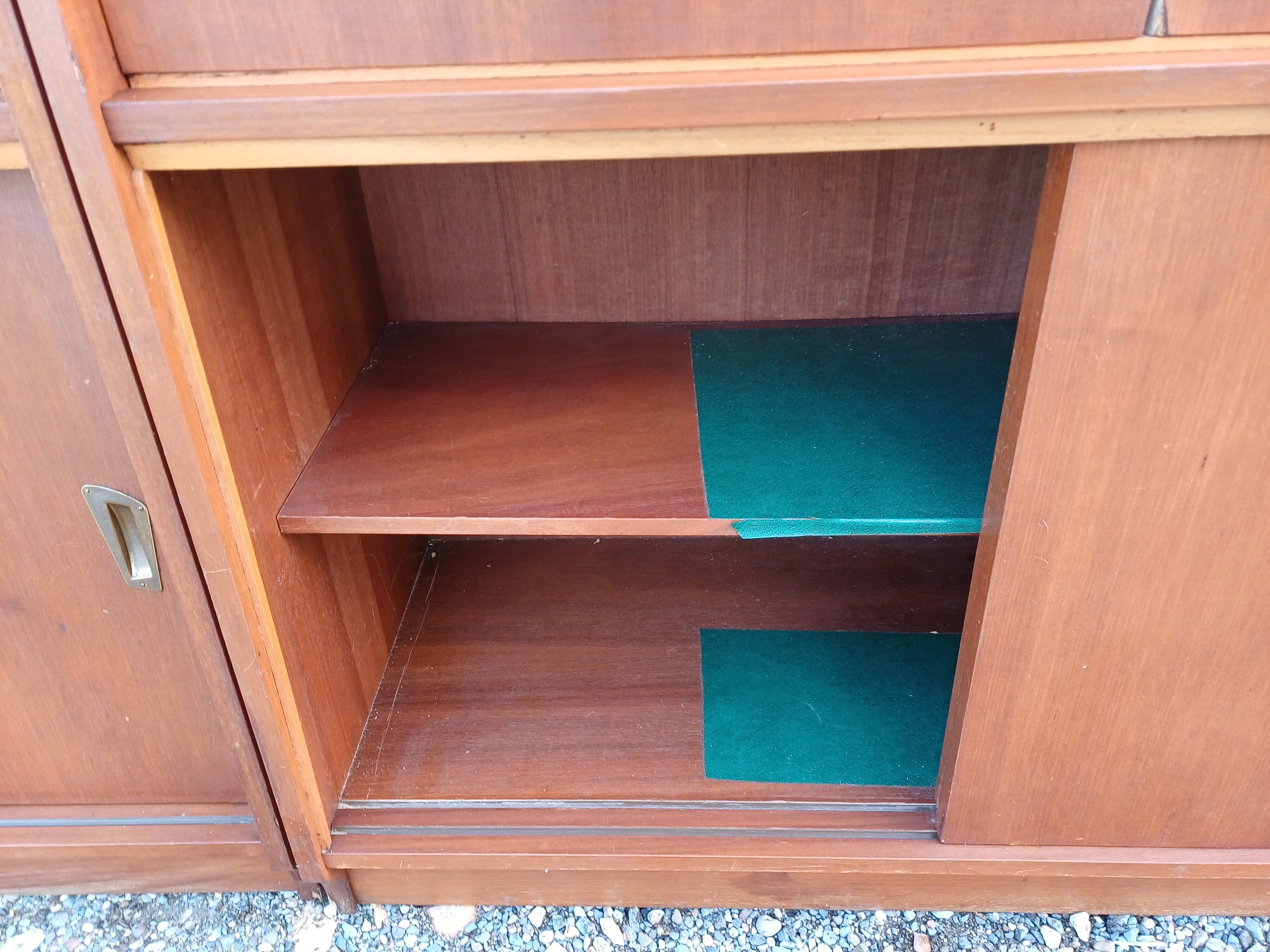 1950s wood and glass display cabinet