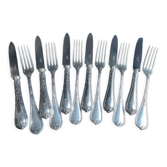Christofle silver metal cutlery Louis XVI style before 1935