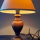 Small table lamp foot turned wood, unbleached lampshade - vintage