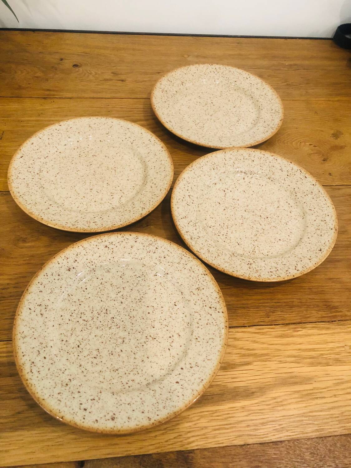 assiettes à dessert Tulowice Poland vintage grès moucheté