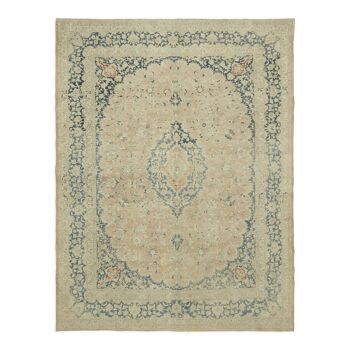Hand-knotted persian vintage 1970s 305 cm x 390 cm beige wool carpet