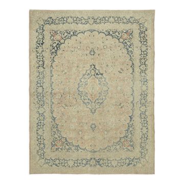 Hand-knotted persian vintage 1970s 305 cm x 390 cm beige wool carpet