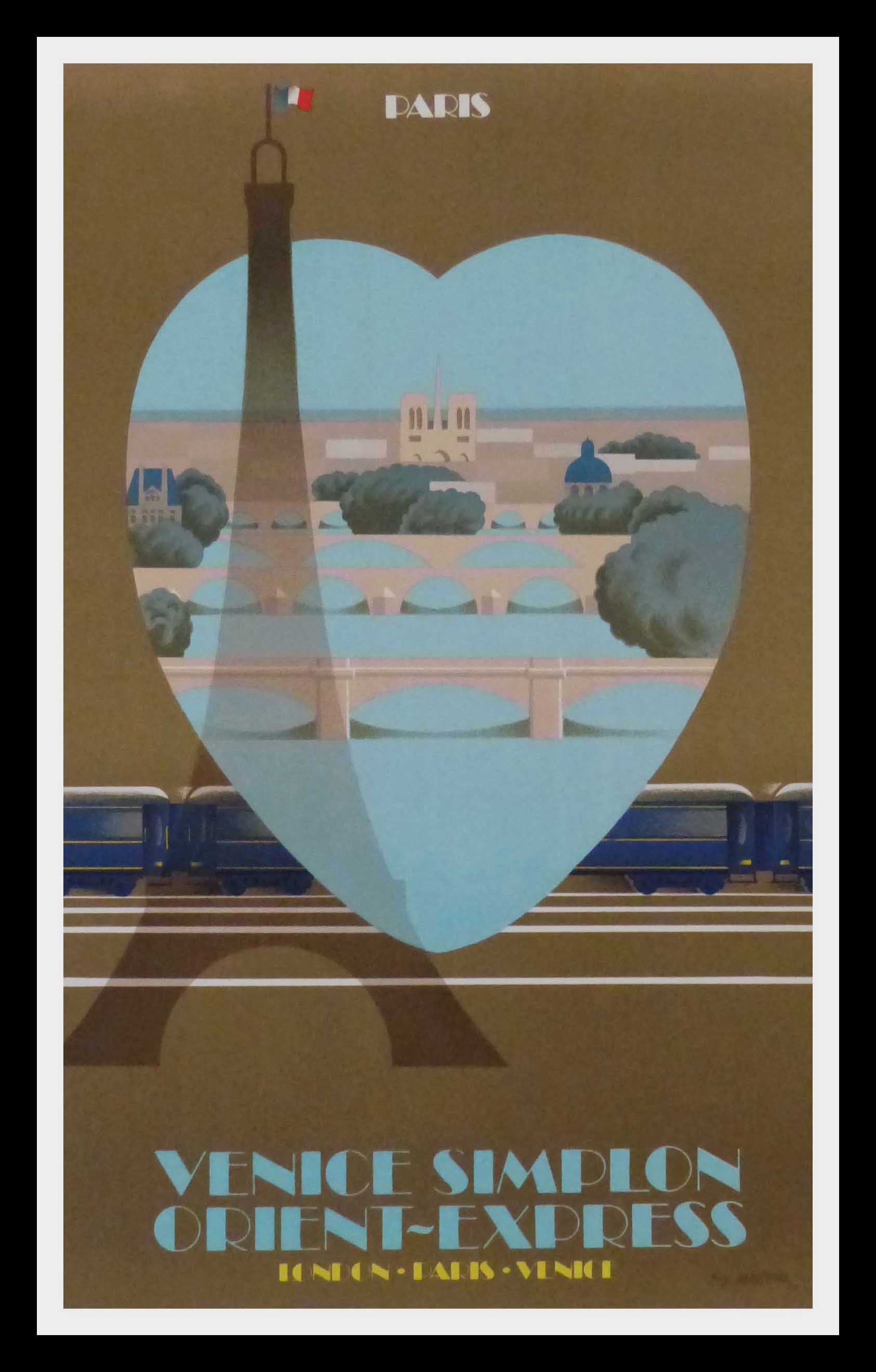 Original travel poster Venice Simplon Orient express Paris Fix Masseau 1981