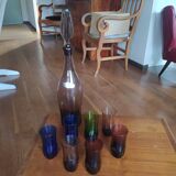 1970 liqueur service tinted glass Verrerie Portieux