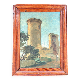 Old painting of the park walker