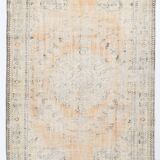 6x9 Peach Orange & Cream Geometric Vintage Rug, 179x288Cm