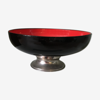 Coupe vintage pied métal céramique noire et rouge