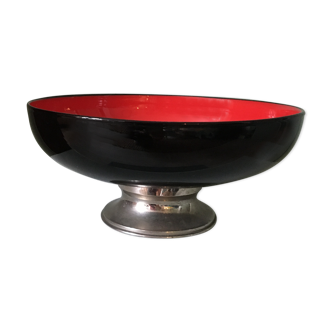 Coupe vintage pied métal céramique noire et rouge