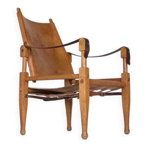 Fauteuil safari en bois - cuir