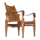 Fauteuil safari en bois & cuir cognac Wilhelm Kienzle pour Wohnbedarf 1950