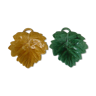 Deux vides poches en céramique émaillée verte et jaune vintage Sarreguemines France