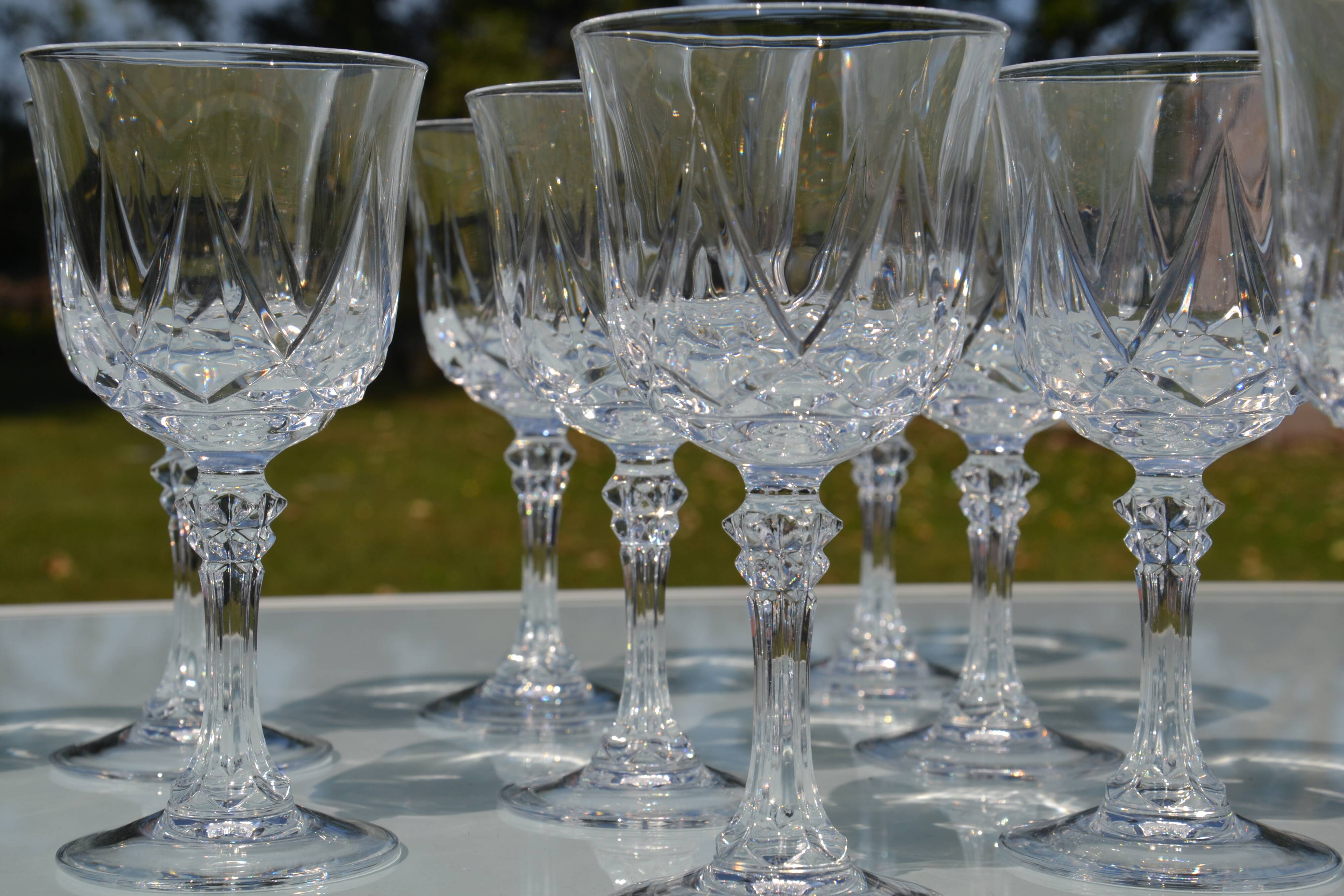 9 Arques crystal glasses, Auteuil and Louvre models