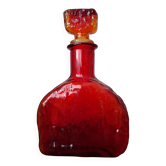 Carafe bouteille verre Empoli rouge orangé
