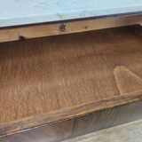 Mahogany burl dressing table with white marble top