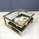 Vintage 23kt gold layered G shaped coffee table by Belgochrom, 1970s