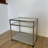 USM Haller Glass and Light Grey 2/2 Side Table