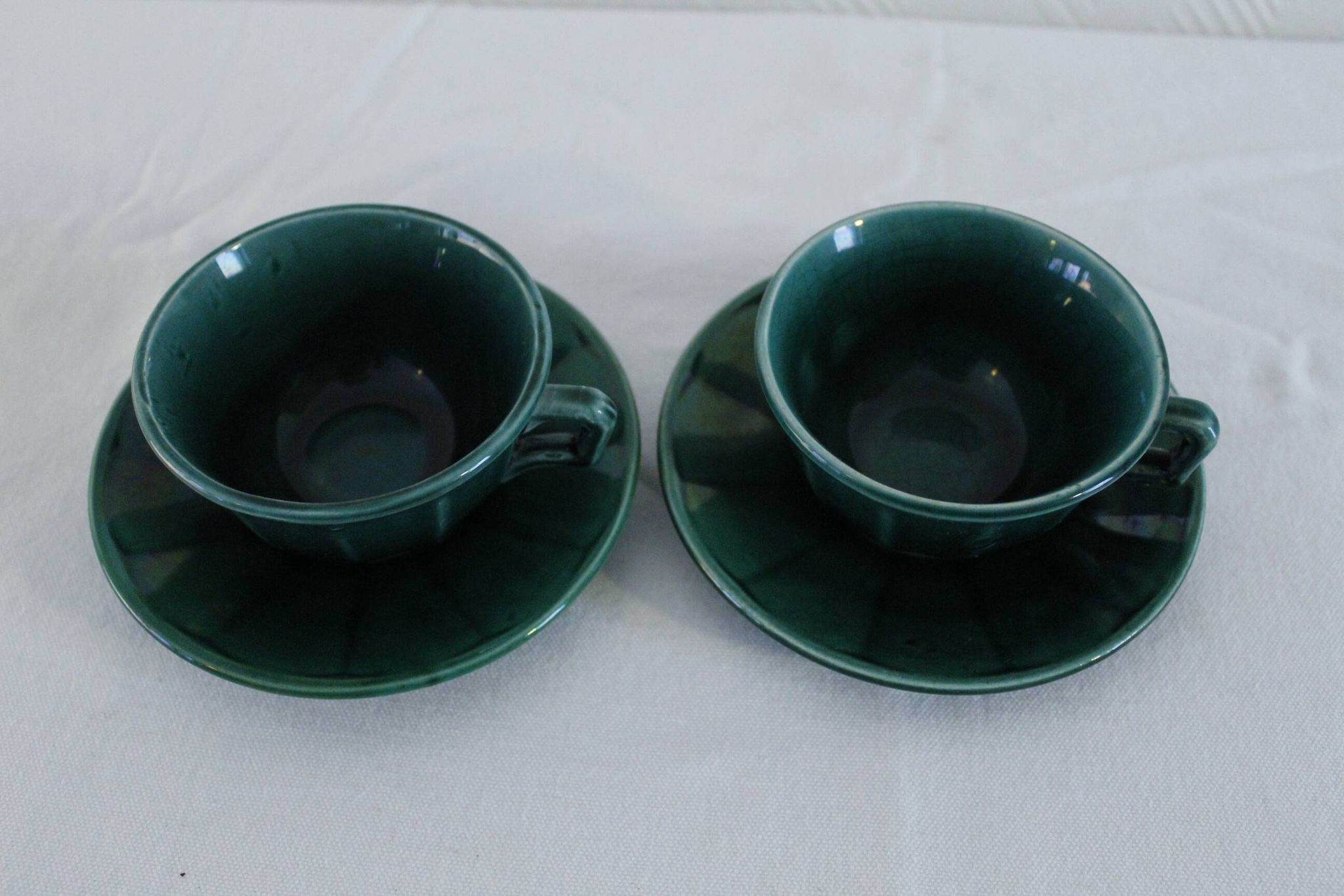 Lot de 2 tasses + soucoupes vintage vertes