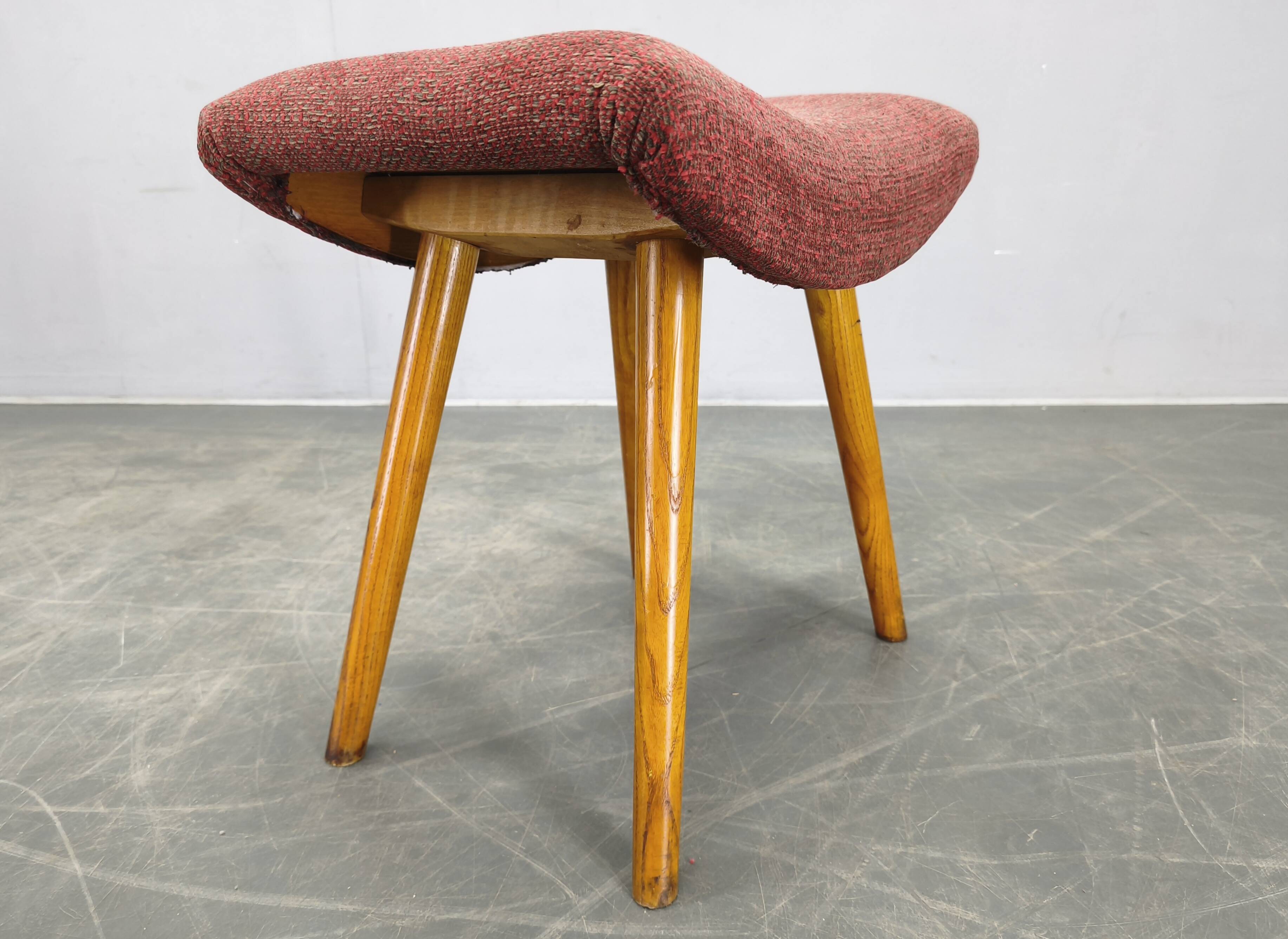 Pair of mid-century maple stools from the 1960s, Czechoslovakia.