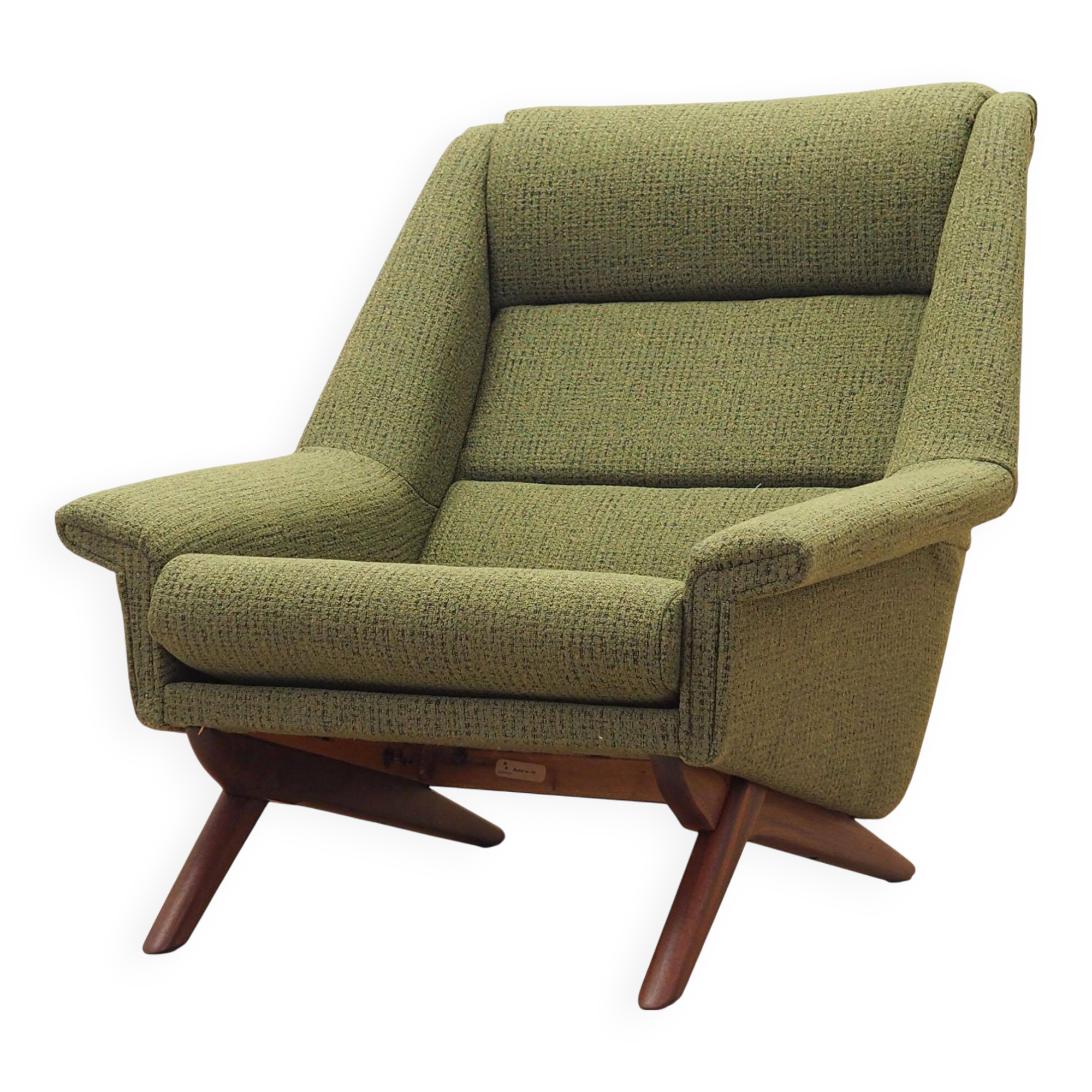 Green armchair, Danish design, 1970s, manufactured by Horsens Møbelfabrik