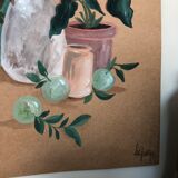 Painting A4 Pottery and green plants