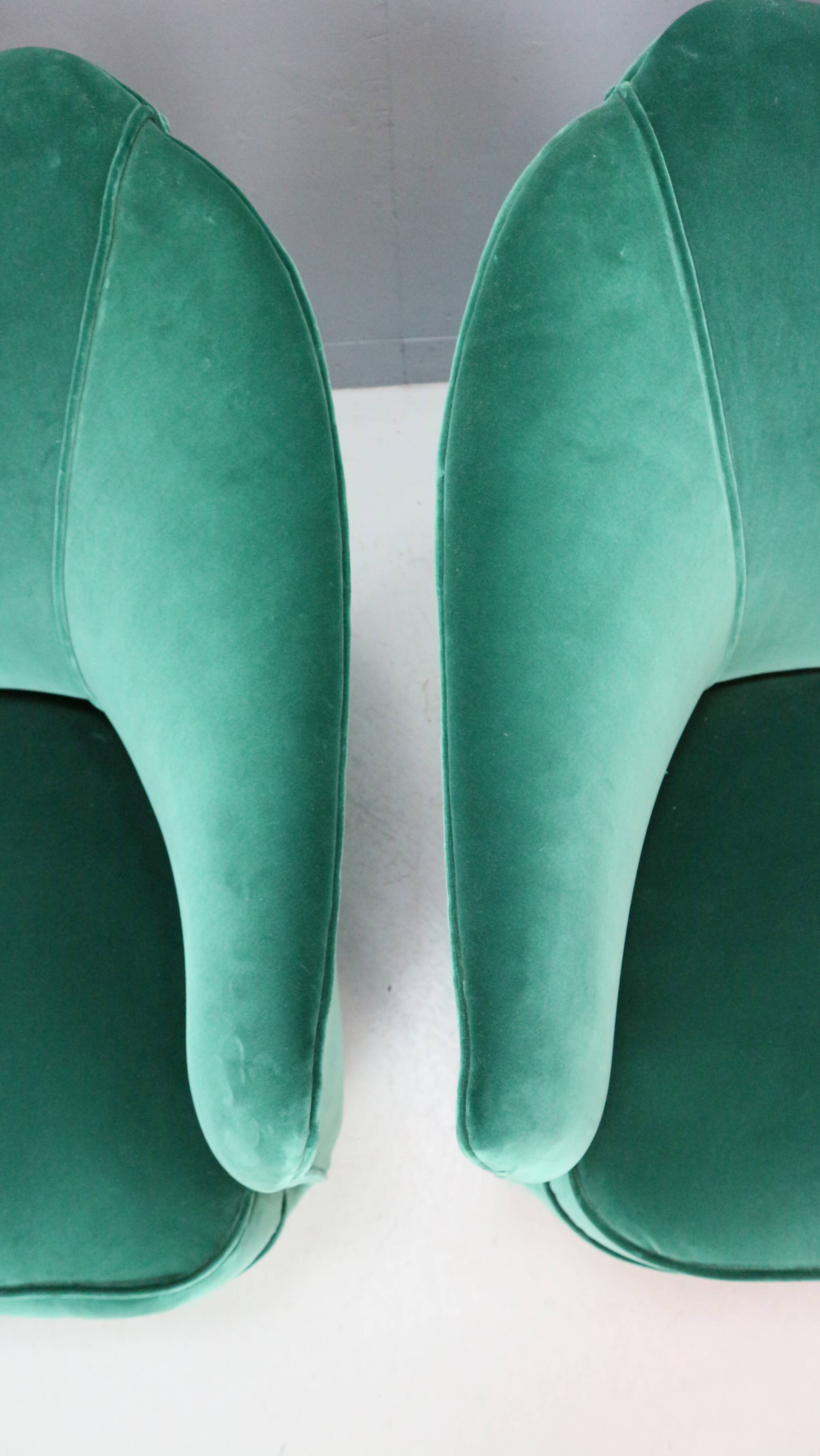 Pair of velvet armchairs Gio Ponti style