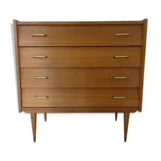 Commode placage chêne poignées dorées
