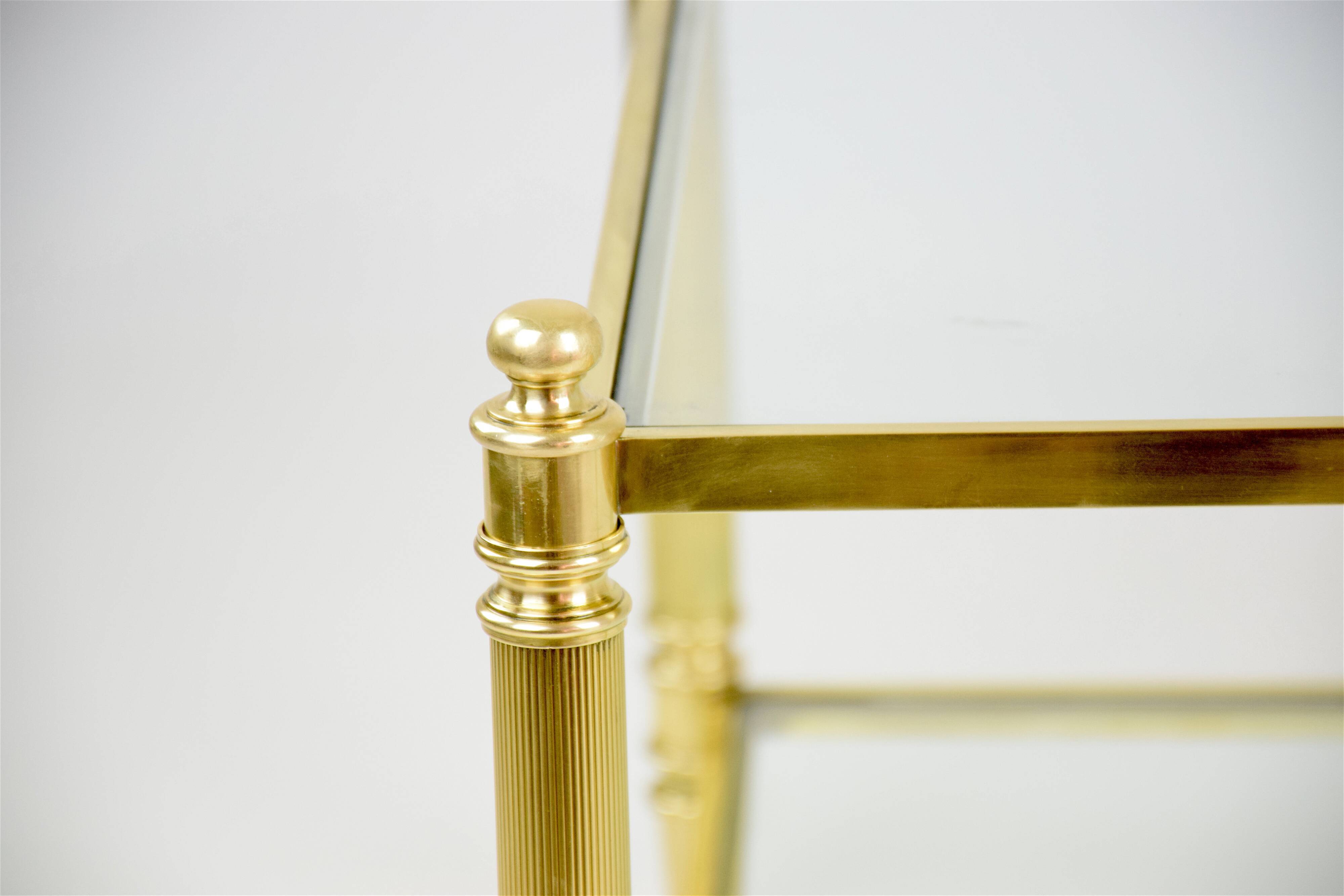Vintage Coffee Table in Massive Brass and 70s Glass