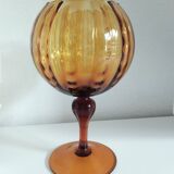 Coupe à pied cristal ambré - vintage
