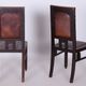 Czech Cubist Chairs in Oak and Red Leather by Josef Gočár, 1910s, Set of 4