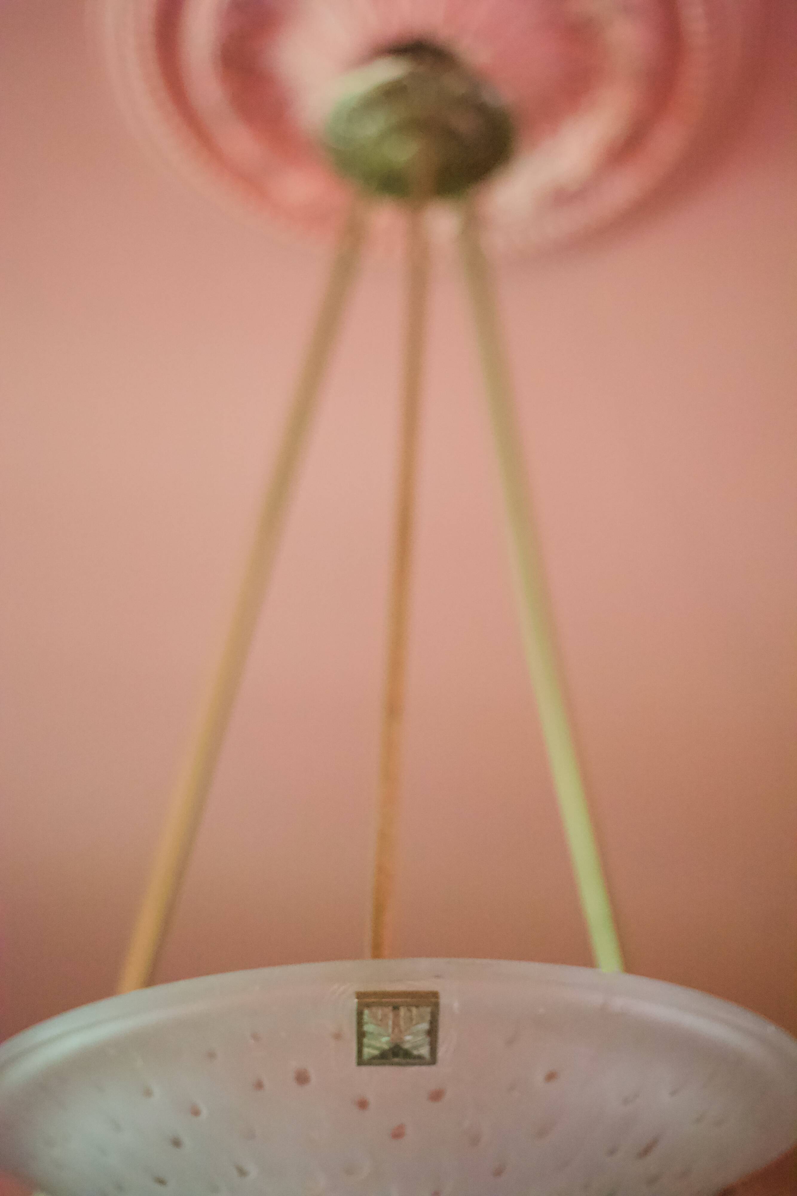 Chandelier signed Muller Frères Lunéville, Art Deco suspension, nickel-plated bronze chandelier, ceiling lamp,