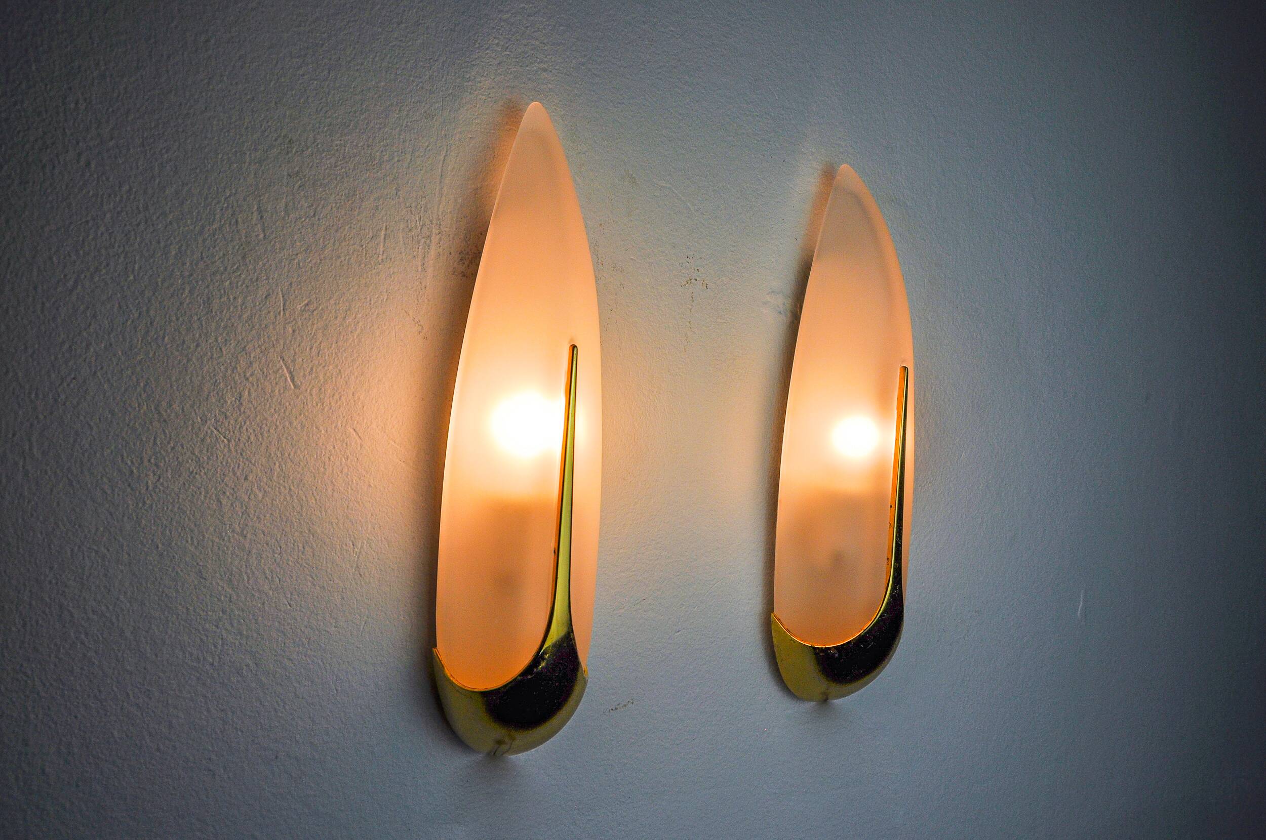 Pair of idearte "ear of corn" wall lights, Spain, 1980