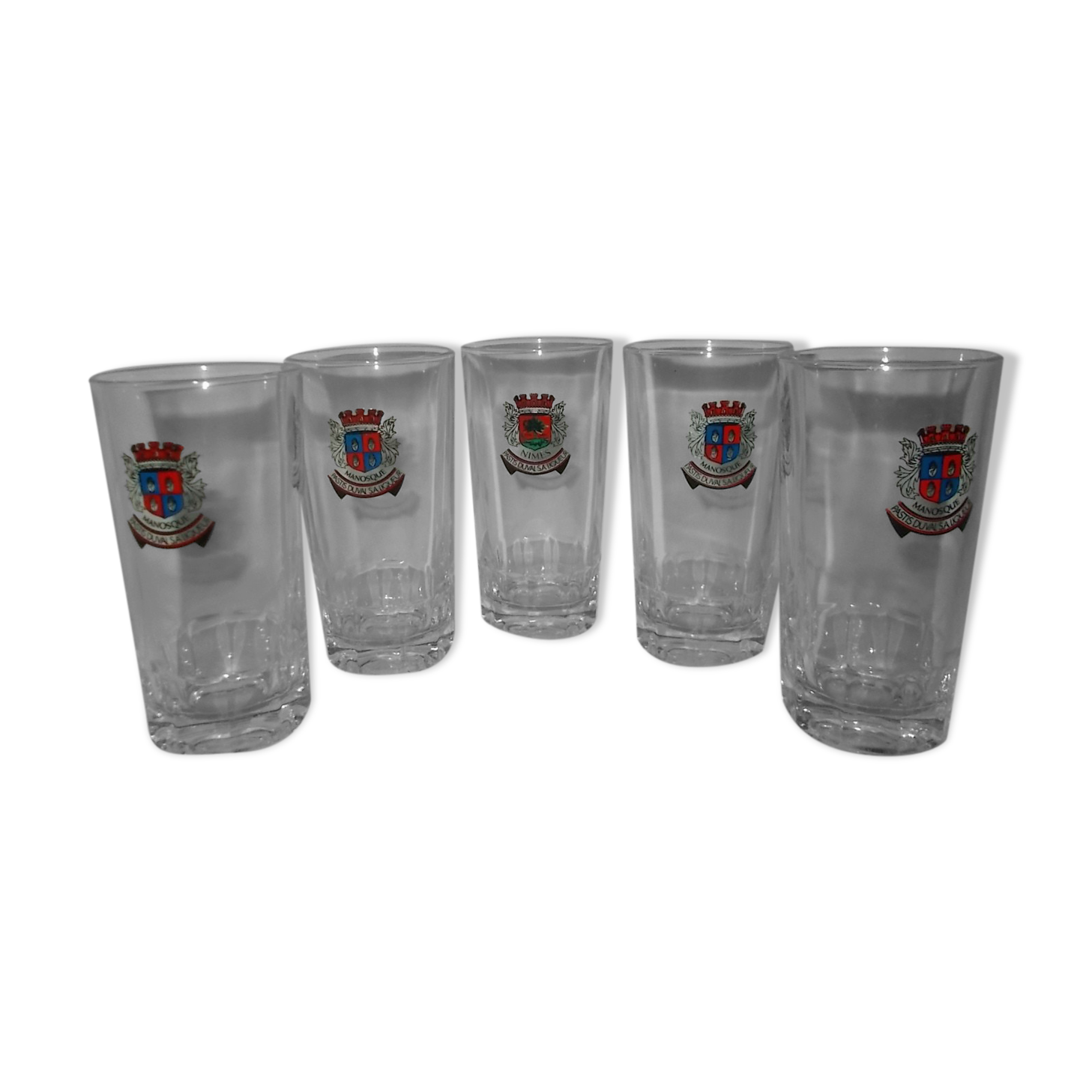 Lot 5 glasses pastis duval bistro advertising