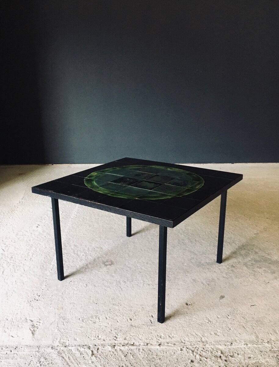Mid-Century Studio Ceramic Tile Coffee Table, Belgium, 1960s