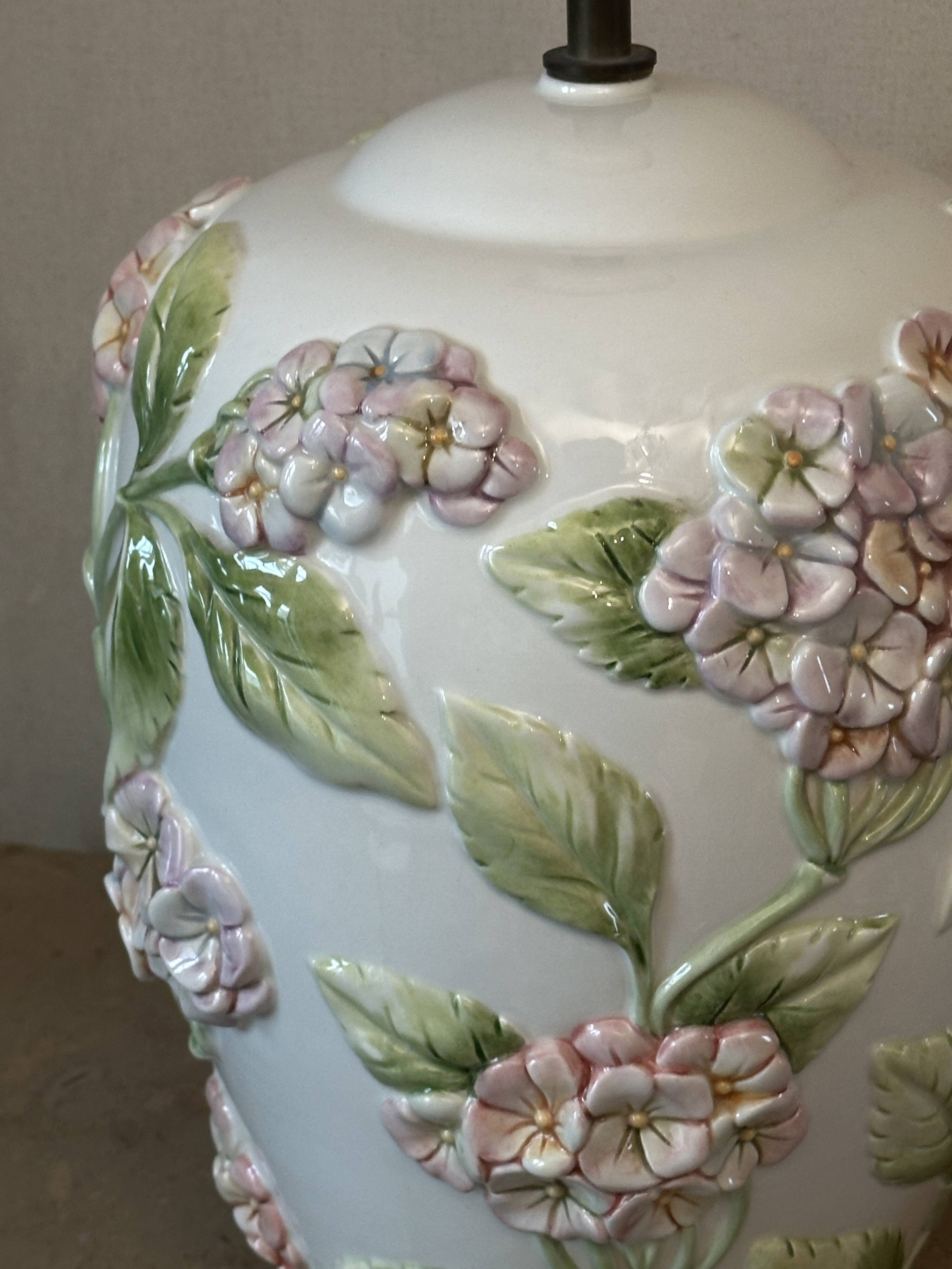 Chaumette Model Hortensias Lamp Base - Barbotine H 40 cm