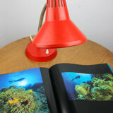 Adjustable Desk Lamp in Red Painted Metal and Chrome-Plated Spiral Arm from Tep, 1970s