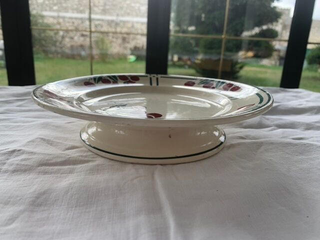 Compotier art deco cherries, longwy model the merises