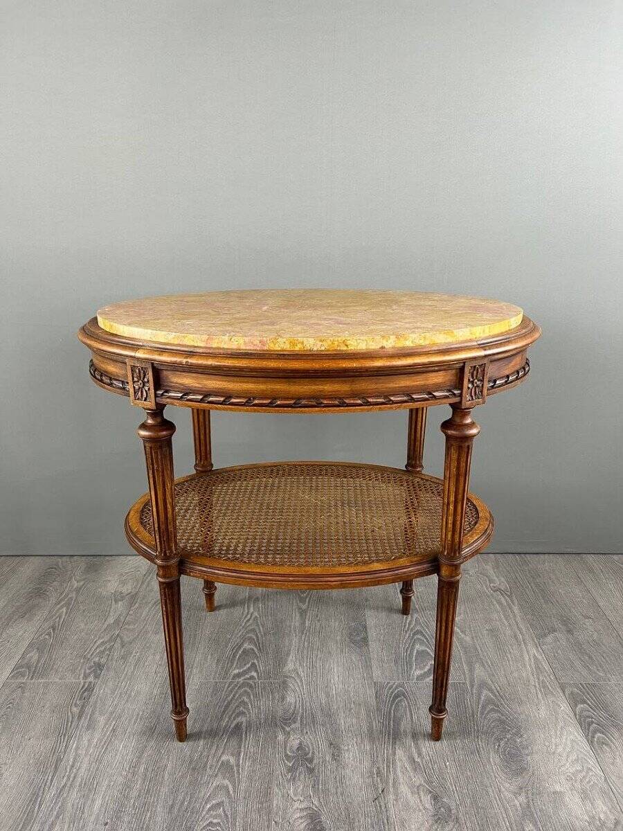 Side Table, Louis XVI Style Pedestal Table, Late 19th Century