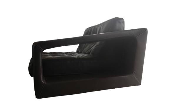 Leather lounge set – Steiner Paris – aluminium base – 1970s/1980s