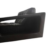 Leather lounge set – Steiner Paris – aluminium base – 1970s/1980s