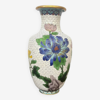 Vase cloisonné motif floral