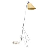 Napako giraffe floor lamp from the 1960s in chrome by Josef Hůrka with handmade parchment lampshade