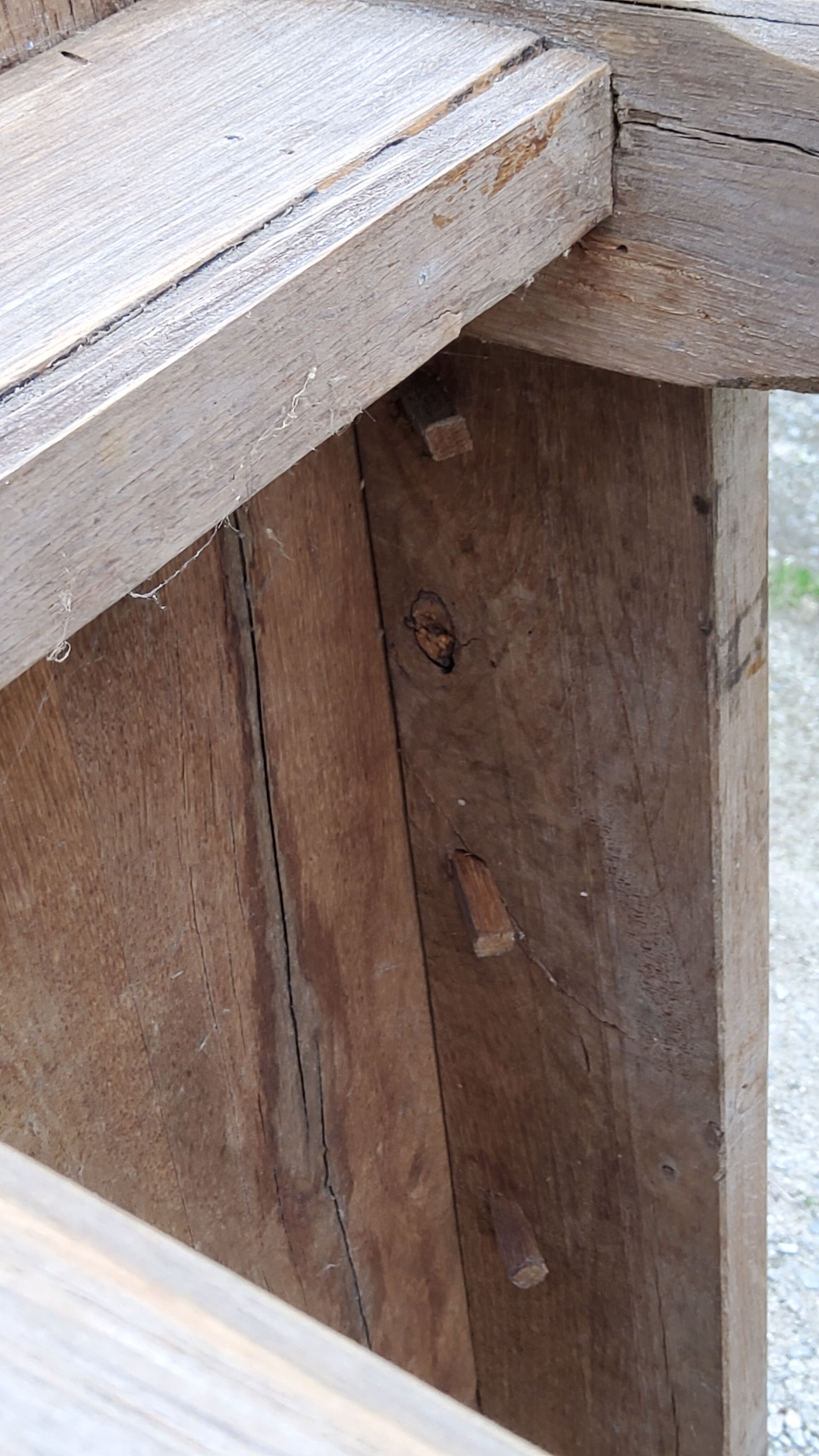 Old brutalist oak farmhouse coffee table
