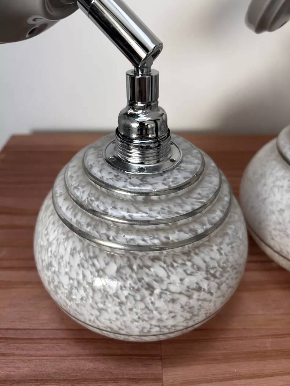 Pair of ceramic and glass wall sconces