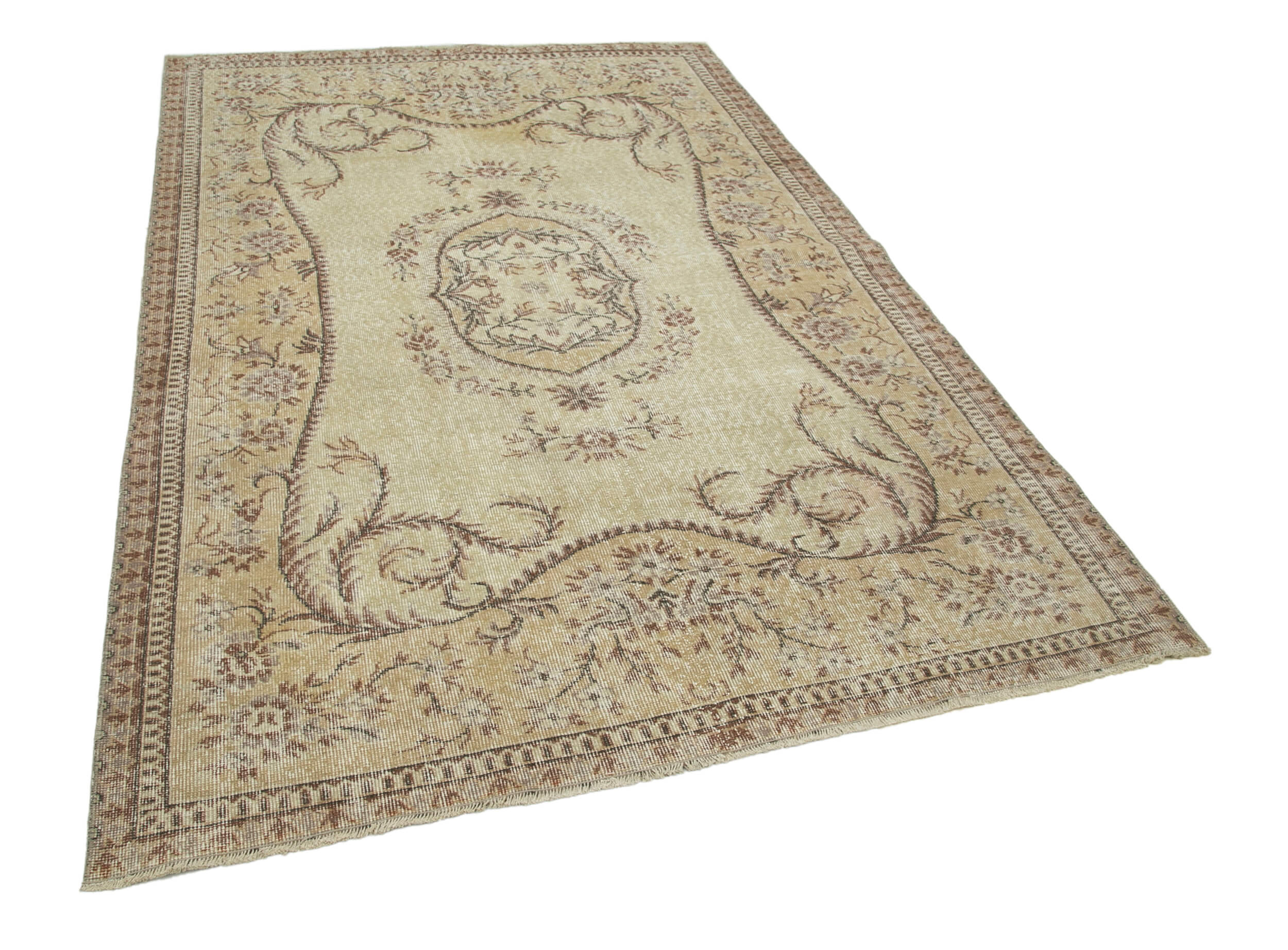 Handwoven decorative anatolian beige carpet 167 cm x 253 cm - 24927
