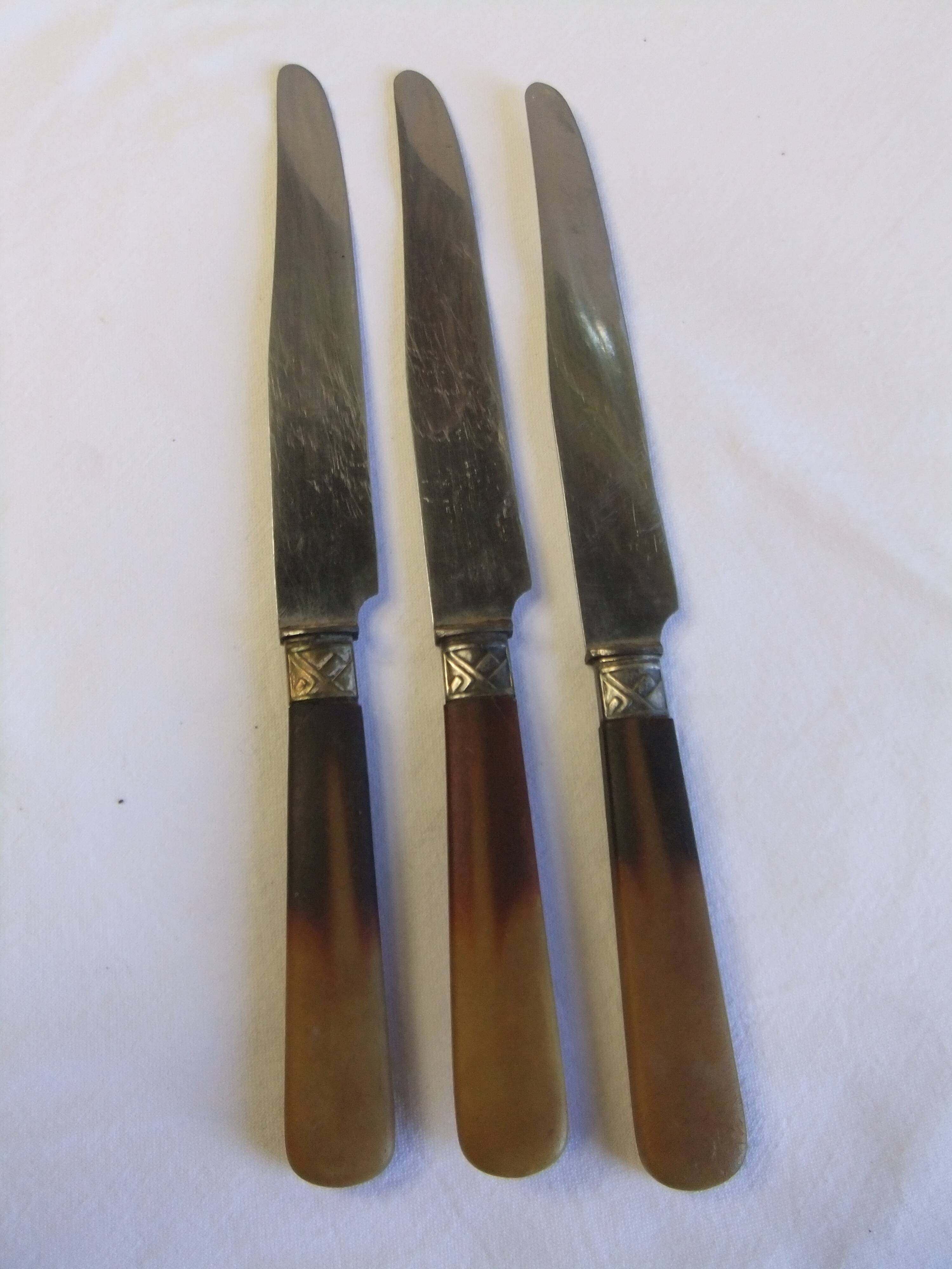 Antique knives cutlery table service stamp Au Diamant
