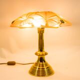Lampe de table Dégué | Art Déco | Base en laiton lourd | millésime des années 1930