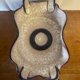 Vintage Ceramic Salad Bowl with Blue Floral Decor, Made in Italy