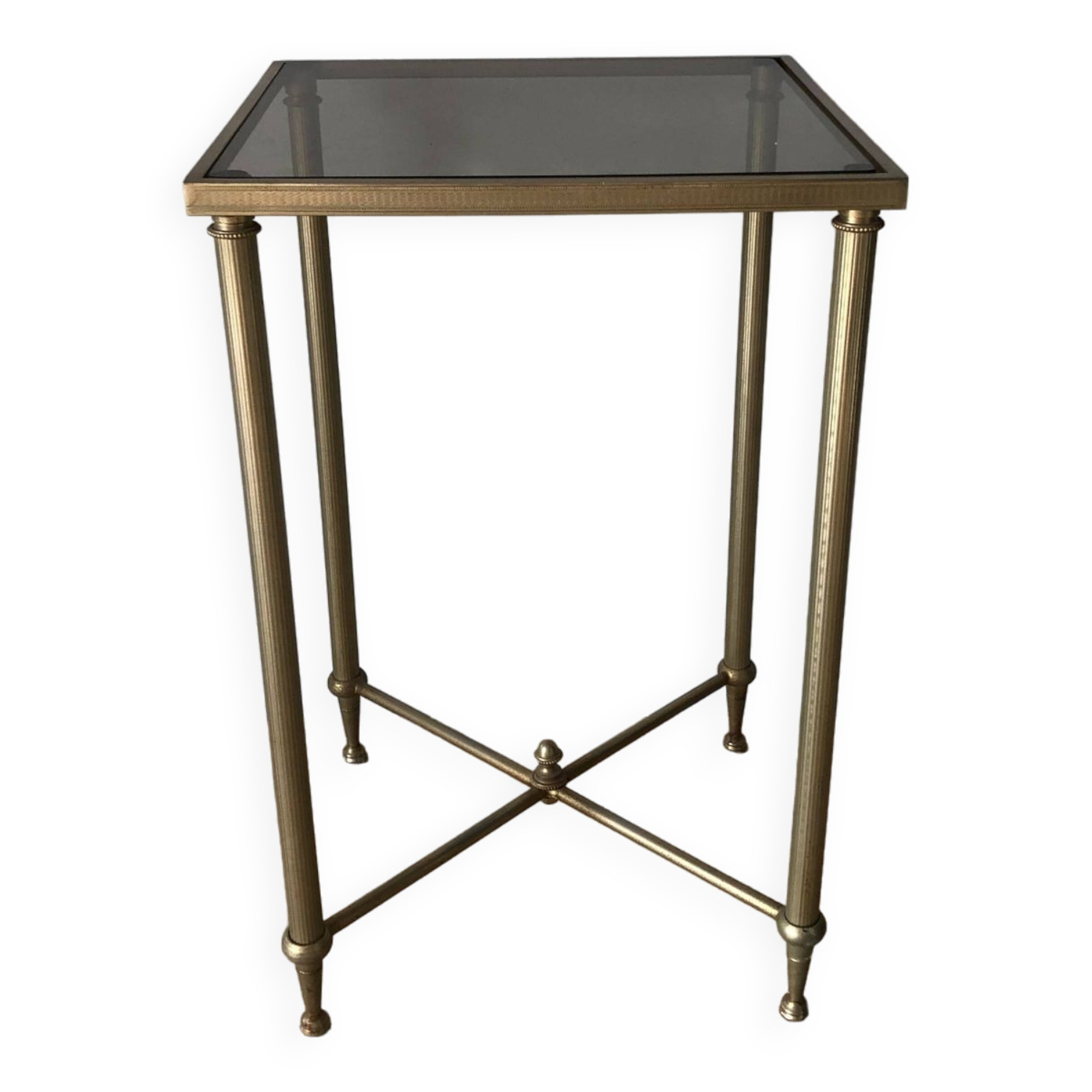 Brass and smoked glass stool
